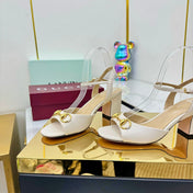 GG HEELED SANDALS 25S 65 MM IN CREAM WHITE LAMBSKIN WITH GOLD HARDWARE