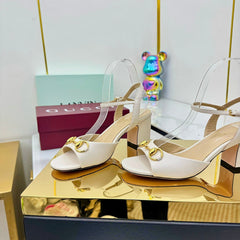 GG HEELED SANDALS 25S 65 MM IN CREAM WHITE LAMBSKIN WITH GOLD HARDWARE