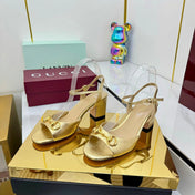 GG HEELED SANDALS 25S 65 MM IN GOLD LAMBSKIN WITH GOLD HARDWARE