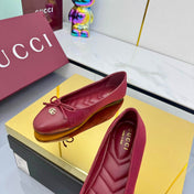 GG BALLET FLATS 25S IN RED FABRIC MIX LAMBSKIN WITH BOW