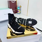 BALENCIAGA 25S SPEED 2.0 LACE-UP SNEAKERS IN BLACK KNITTED STYLE 4