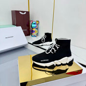 BALENCIAGA 25S SPEED 2.0 LACE-UP SNEAKERS IN BLACK KNITTED STYLE 2