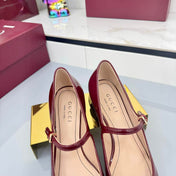 GG MARY JANE 25S IN RED LAMBSKIN WITH BOW