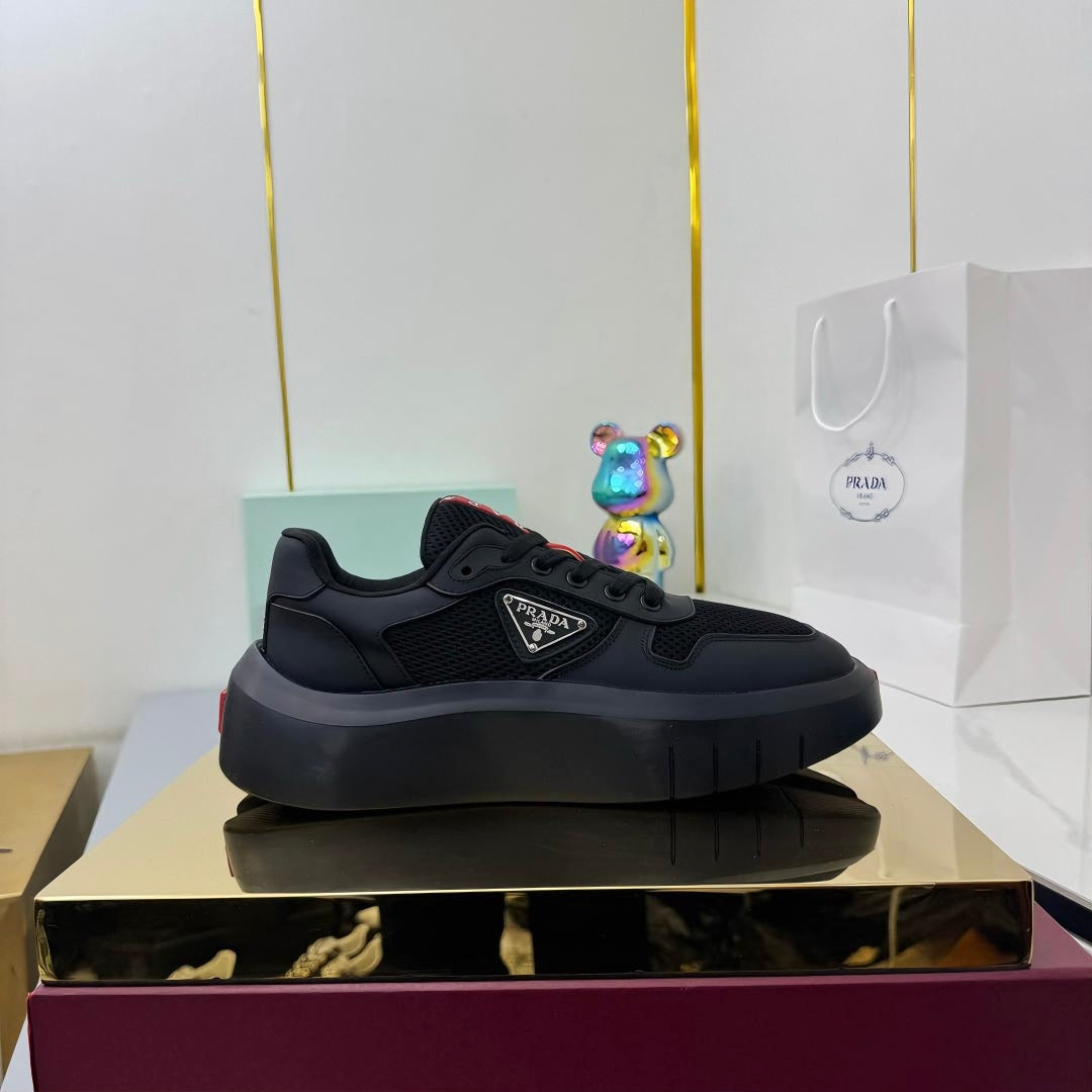 PRADA 25S SNEAKERS IN BLACK CALFSKIN