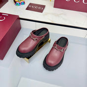 GG PLATFORM MULES 25S IN DARK RED CALFSKIN