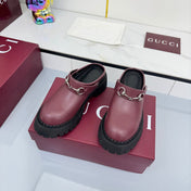 GG PLATFORM MULES 25S IN DARK RED CALFSKIN