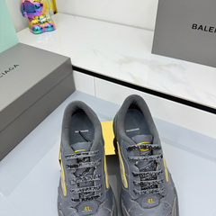 BALENCIAGA 25S SNEAKERS IN DARK GREY MIX YELLOW LEATHER