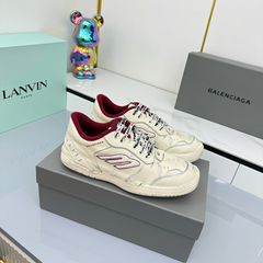 BALENCIAGA 25S SNEAKERS IN CREAM WHITE MIX RED LEATHER
