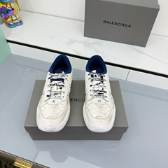 BALENCIAGA 25S SNEAKERS IN WHITE MIX DARK BLUE LEATHER