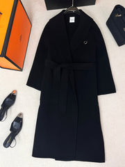 HERMES 25S LAPEL-COLLAR CASHMERE COAT 210