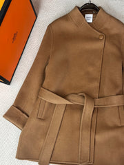 HERMES 25S STAND-COLLAR CASHMERE COAT 207