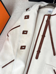 HERMES 25S CASHMERE COAT WITH LEATHER BUTTONS 204