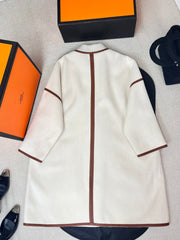 HERMES 25S CASHMERE COAT WITH LEATHER BUTTONS 204