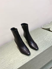 YSL 25S HEELED ANKLE BOOTS 75 MM IN BLACK LAMBSKIN