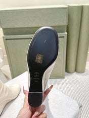 CHANEL 25S KNEE-HIGH BOOTS 60MM IN WHITE PATENT CALFSKIN WEDGE HEELS