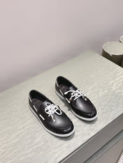 CELINE 26S LACE-UP LOAFERS IN BLACK CALFSKIN