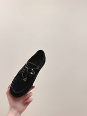 CELINE 26S LACE-UP LOAFERS IN BLACK SUEDE