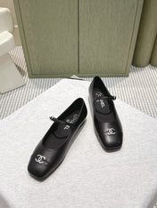 CHANEL 25S MARY JANE FLATS IN BLACK CALFSKIN SILVER HARDWARE