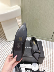 CHANEL 25S MARY JANE BALLET FLATS IN BLACK SILK SATIN