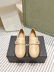 CHANEL 25S GODDESS FLAT LOAFERS IN WARM BEIGE CALFSKIN GOLD HARDWARE