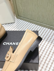 CHANEL 25S GODDESS FLAT LOAFERS IN WARM BEIGE CALFSKIN GOLD HARDWARE