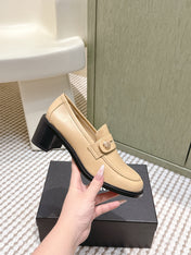 CHANEL 25S GODDESS MOCCASIN LOAFERS 65MM IN WARM BEIGE CALFSKIN GOLD HARDWARE