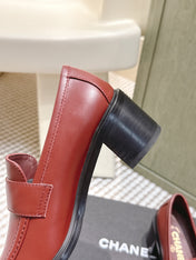 CHANEL 25S GODDESS MOCCASIN LOAFERS 65MM IN DARK RED CALFSKIN GOLD HARDWARE