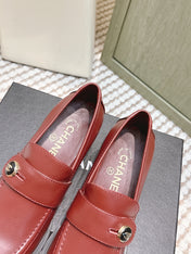 CHANEL 25S GODDESS MOCCASIN LOAFERS 65MM IN DARK RED CALFSKIN GOLD HARDWARE
