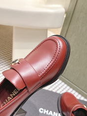 CHANEL 25S GODDESS MOCCASIN LOAFERS 65MM IN DARK RED CALFSKIN GOLD HARDWARE
