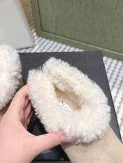 CHANEL 25S SHORT SUEDE BOOTS IN BEIGE AND BLACK WITH SHEEPSKIN LINING