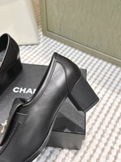 CHANEL 25S LOAFERS MOCCASIN 65MM IN BLACK CALFSKIN GOLD HARDWARE