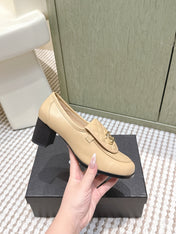 CHANEL 25S LOAFERS MOCCASIN 65MM IN WARM BEIGE CALFSKIN GOLD HARDWARE