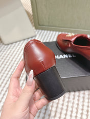 CHANEL 25S LOAFERS MOCCASIN 65MM IN BURGUNDY RED CALFSKIN GOLD HARDWARE