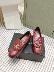 CHANEL 25S LOAFERS MOCCASIN 65MM IN BURGUNDY RED CALFSKIN GOLD HARDWARE
