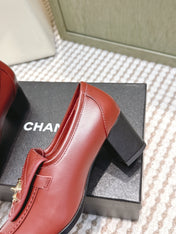 CHANEL 25S LOAFERS MOCCASIN 65MM IN BURGUNDY RED CALFSKIN GOLD HARDWARE