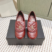 CHANEL 25S LOAFERS MOCCASIN 65MM IN BURGUNDY RED CALFSKIN GOLD HARDWARE