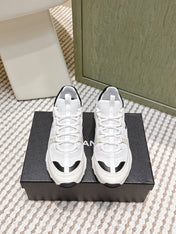 CHANEL 25S LUXURY SNEAKERS IN WHITE CALFSKIN AND SUEDE