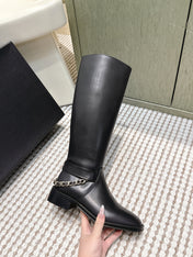 CHANEL 25S MID-CALF BOOTS IN BLACK CALFSKIN WITH ROUND TOE AND ZIPPER