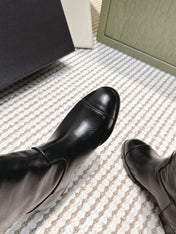 CHANEL 25S HIGH-CALF COWBOY BOOTS IN BLACK CALFSKIN DIAMOND-QUILTED