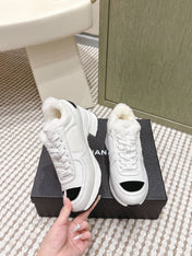 CHANEL 25S SNEAKERS IN WHITE SYNTHETIC FABRIC AND CALFSKIN BLACK SUEDE