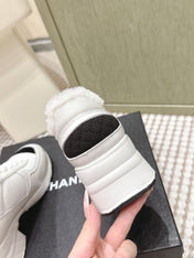 CHANEL 25S SNEAKERS IN WHITE SYNTHETIC FABRIC AND CALFSKIN BLACK SUEDE