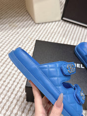 CHANEL 26S SANDALS IN BLUE CALFSKIN