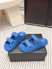 CHANEL 26S SANDALS IN BLUE CALFSKIN