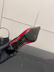 YSL 25S SLINGBACK HIGH HEELS 90 MM IN RED SATIN WITH GOLD HARDWARE STYLE 14