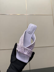 BOTTEGA VENETA 26S SANDALS IN LIGHT PURPLE CALFSKIN AND RAFFIA