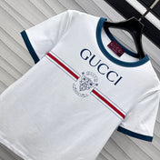 GG White Blue Cotton Jersey T-shirt With Print