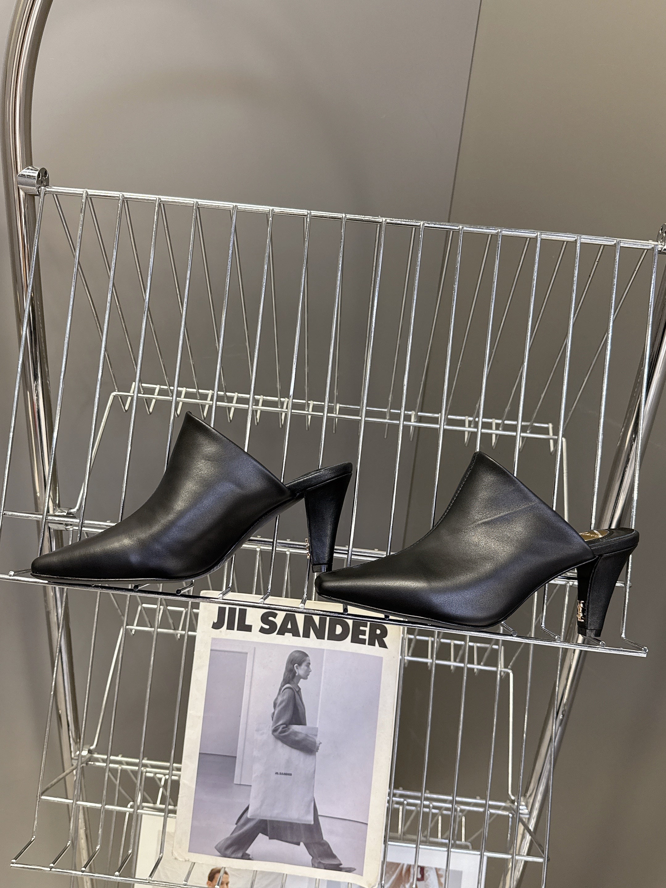 YSL 25S HIGH-HEEL SANDALS 75 MM IN BLACK LAMBSKIN