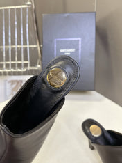 YSL 25S HIGH-HEEL SANDALS 75 MM IN BLACK LAMBSKIN