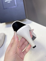 YSL 25S HIGH-HEEL SANDALS 75 MM IN WHITE LAMBSKIN