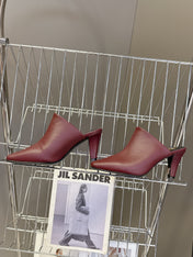 YSL 25S HIGH-HEEL SANDALS 75 MM IN DARK RED LAMBSKIN